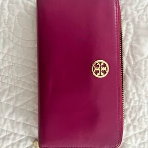 Tory Burch Fuchsia Wallet with Gold Accent